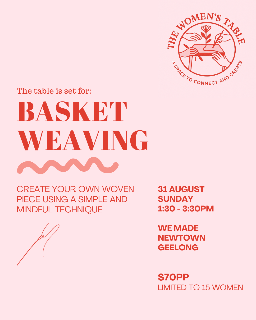 The Women's Table - Basket Weaving - Geelong