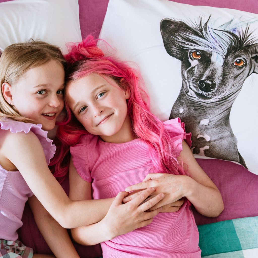 chinese crested dog watercolour artwork pillowcase