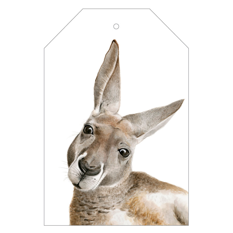 kangaroo watercolour artwork gift tag