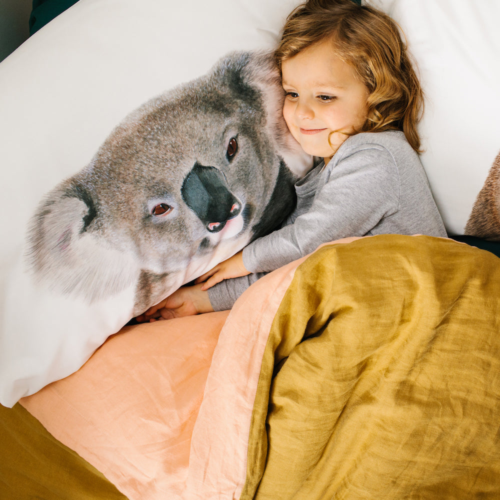 white cotton pillowcase with koala watercolour artwork