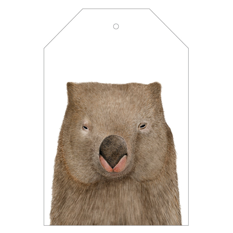 wombat watercolour artwork gift tag