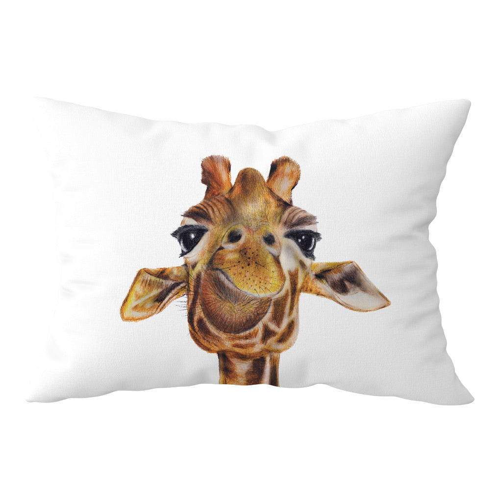 white cotton pillowcase with giraffe watercolour artwork
