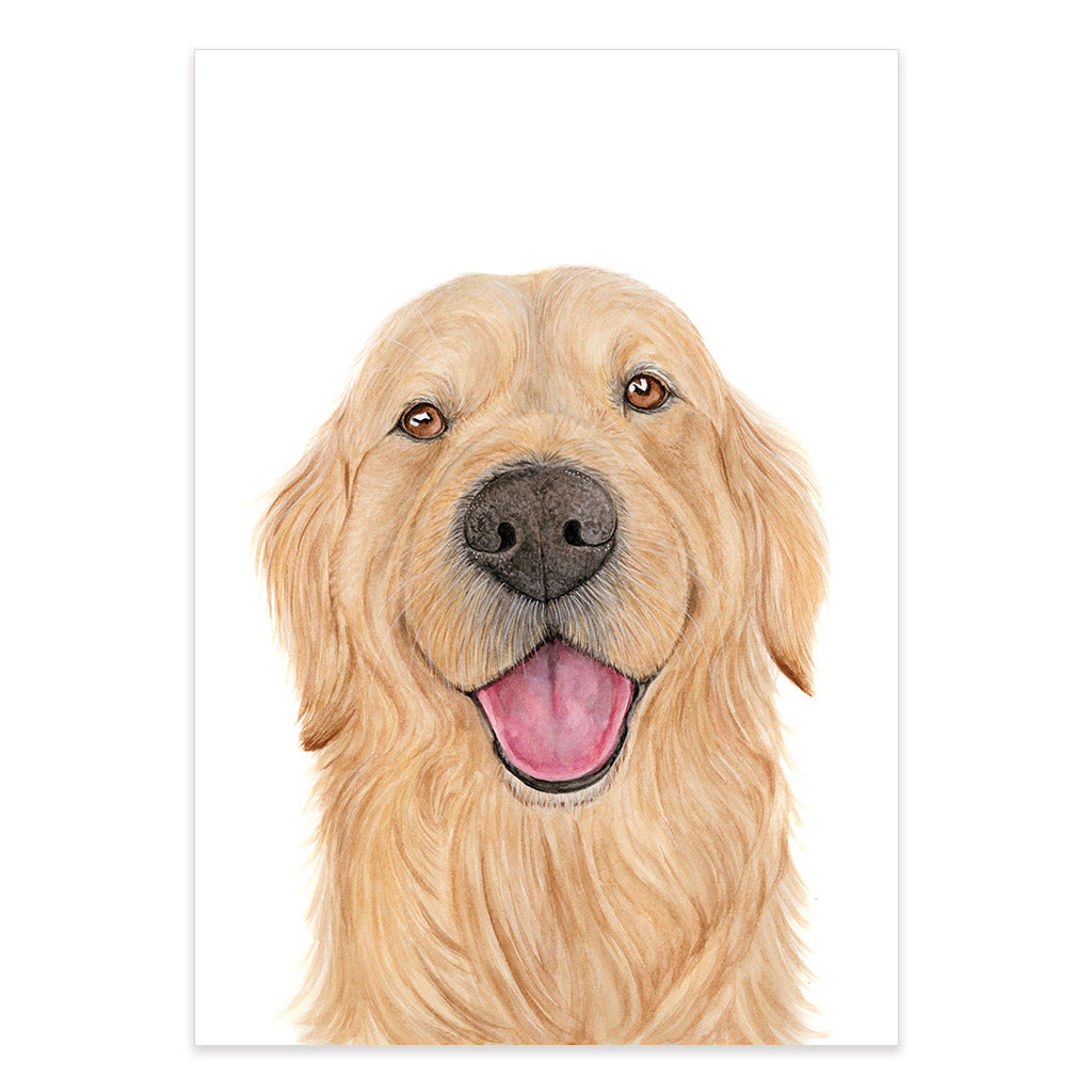 golden retriever watercolour artwork print