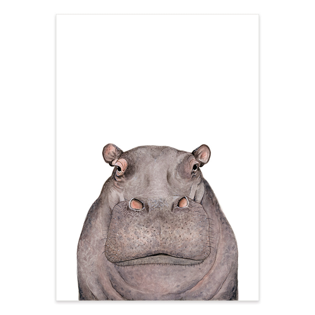 hippopotamus watercolour artwork print
