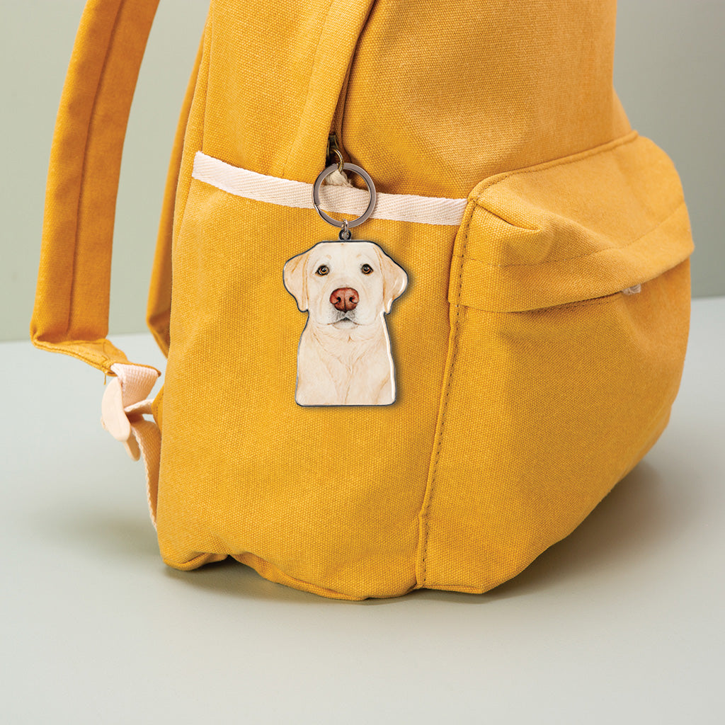 yellow labrador dog watercolour artwork enamel keychain