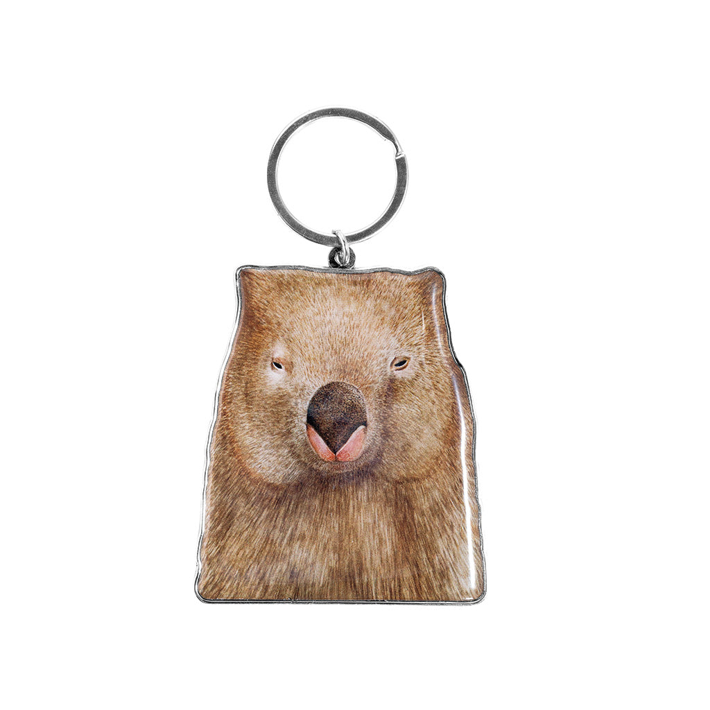 wombat australian animal watercolour artwork enamel keychain
